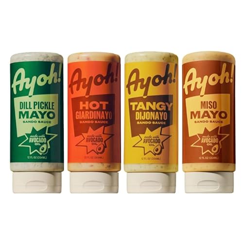 Ayoh Foods, Mayo Gone Wild, Made by Molly Baz - Easy to Squeeze, Perfect for; Sandwiches, Burgers, Fries, Nuggets, Wraps & Dips (4 Pack, Flavors Pack)