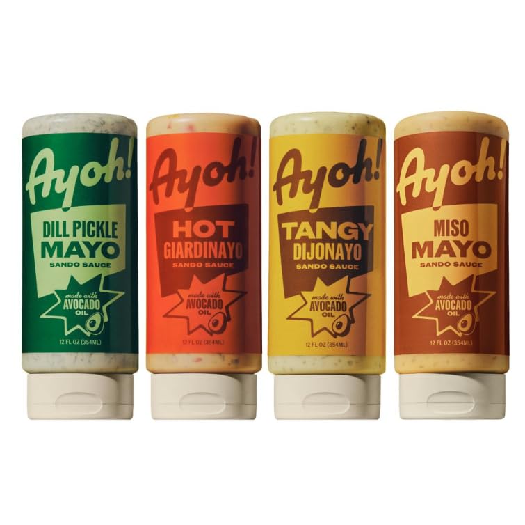 Ayoh Foods, Mayo Gone Wild, Made by Molly Baz - Easy to Squeeze, Perfect for; Sandwiches, Burgers, Fries, Nuggets, Wraps & Dips (4 Pack, Flavors Pack)