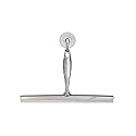 iDesign Zia Metal and Plastic Bathroom Squeegee for Shower, Glass Doors, Floors, Mirrors, with Suction Hook Holder , 12 Inches, Clear and Stainless