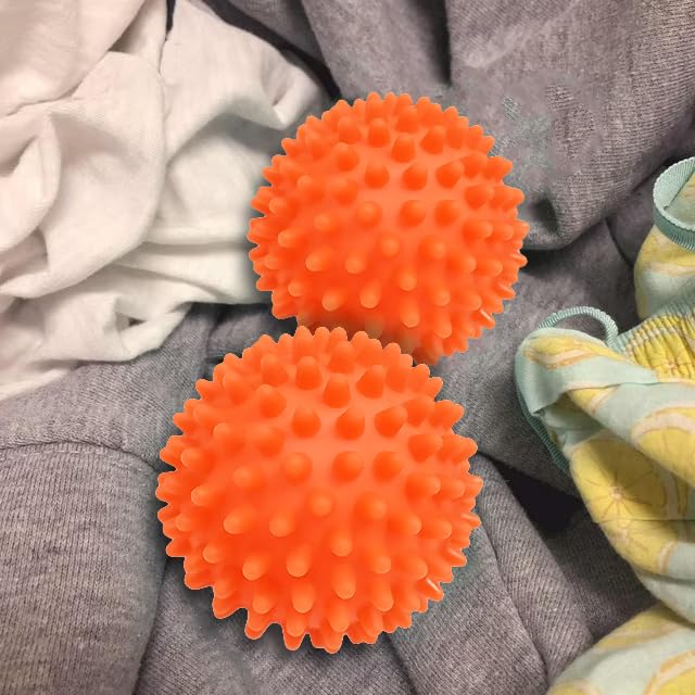 Reusable Orange Dryer Balls - 2.75" Eco-Friendly Fabric Softener Alternative for Laundry - Reduces Drying Time & Static, Softens Clothes Naturally