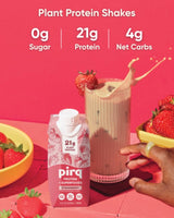 Pirq Plant-Based Protein Shakes | Strawberry 11 Fl Oz (Pack of 4) | Dairy-Free, Gluten-Free, Soy-Free, Zero Sugar