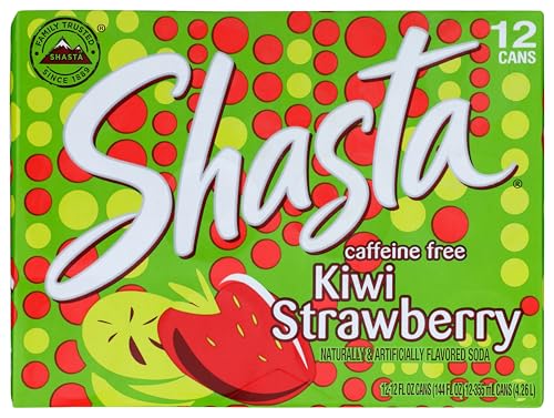 Shasta Kiwi Strawberry | Sweet Strawberry Meets Tart Kiwi | Caffeine-Free Soft Drink | 12-Pack of 12oz Cans | Fruity, Tropical, and Bursting