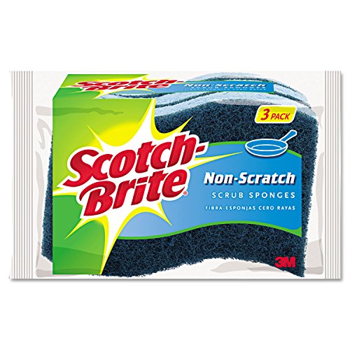 3M Scotch-Brite No Scratch Scrub Sponges, Blue, 4-1/2 x 2-1/2 x 7/10 in