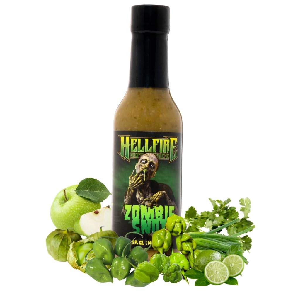 Hellfire Zombie Snot Hot Sauce, Award-Winning Chilehead Salsa Verde Sauce, Made with Carolina Reaper Peppers, World's Best Taco Sauce, Gourmet, Vegan