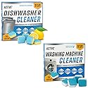 ACTIVE Washing Machine And Dishwasher Cleaning Tablets Bundle - Includes 12 Month Supply Dishwasher Cleaner Deodorizer & Washing Machine Descaler Deep
