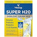 VitaCup Super H2O Bloating Relief and Digestive Health Drink Mix Packets, Probiotics, Prebiotics, C & B Vitamins, Lemon Flavor Water Enhancer Packets