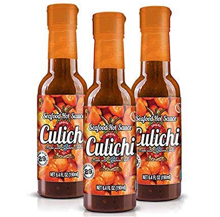 Salsa Culichi (TM) Official Seafood Hot Sauce, Made from the Famous Habanero Chili (Authentic Mexican Salsa) (3 Bottles)