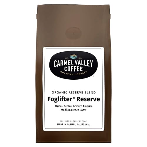 Carmel Valley Coffee Roasting Foglifter® Reserve - Whole Bean Organic Medium Dark Roast Coffee, Connoisseur's Premium Blend, Citrus Zest & Toffee