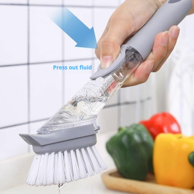 Pot Brush Magic Kitchen Automatic Liquid Washing Brush, Multifunctional Dish Brush, Household Long Handle Oil Brush, Hydraulic Pot Brush