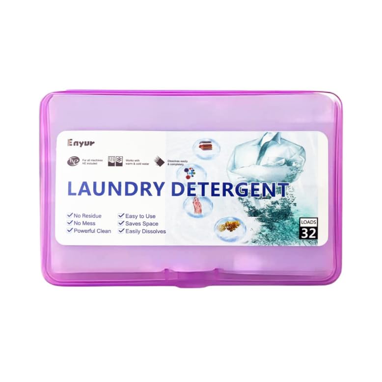 Enyur Laundry Detergent Sheets | Ultra-Portable | Travel Size | 32 Loads, 5-Second Dissolve | TSA-Approved & Eco-Friendly | 2X Stain Removal Tech |