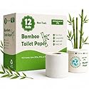 12 Rolls 100% Bamboo Toilet Paper, 3-Ply 400 Sheets | Healthy Tree Free Tissue | FSC Certified, Septic Safe, PFAS Free, Plastic Free Packaging
