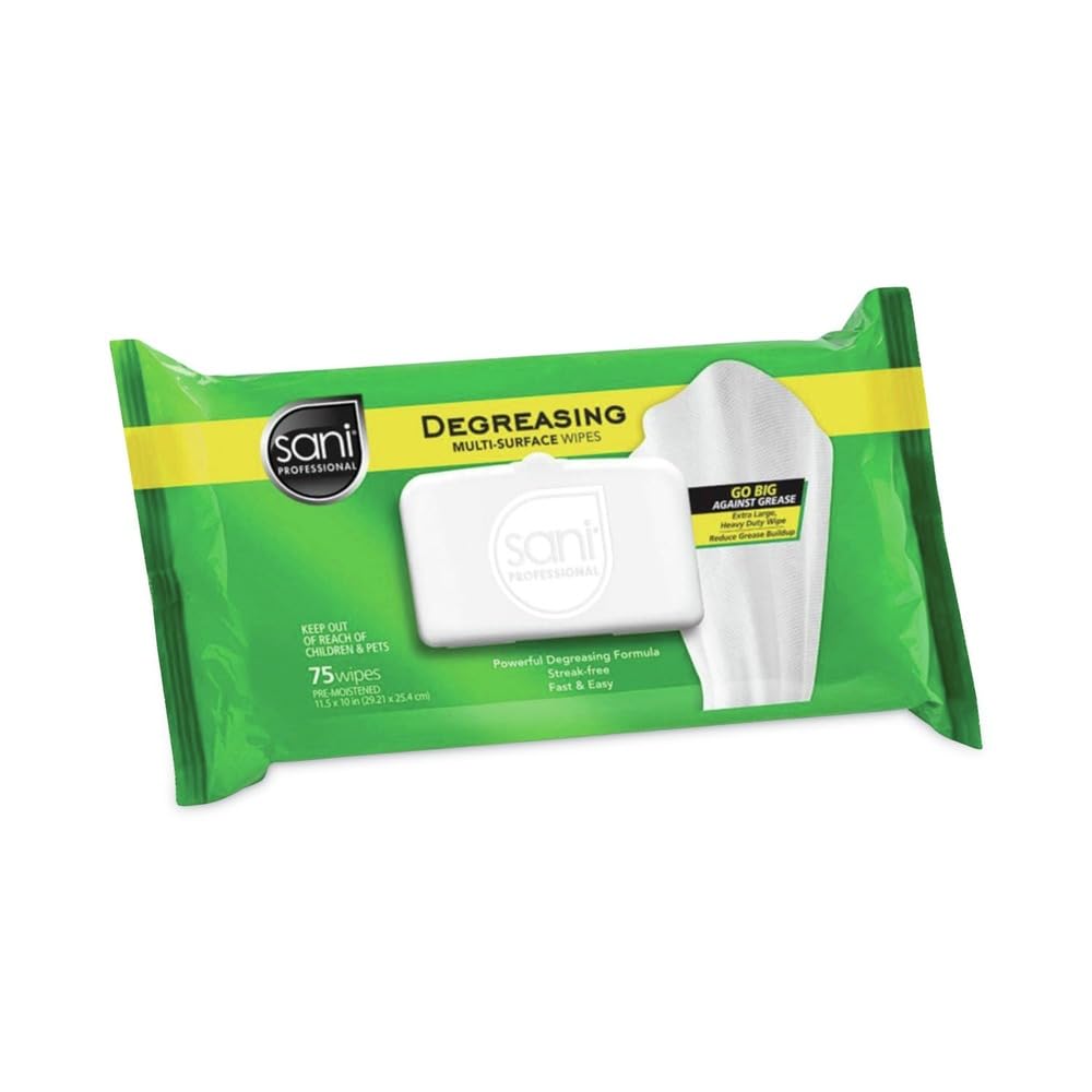 Nice-Pak A12345 Degreasing Multi-surface Wipes, 11.5 X 10, 75 Wipes/pack, 9 Packs/carton