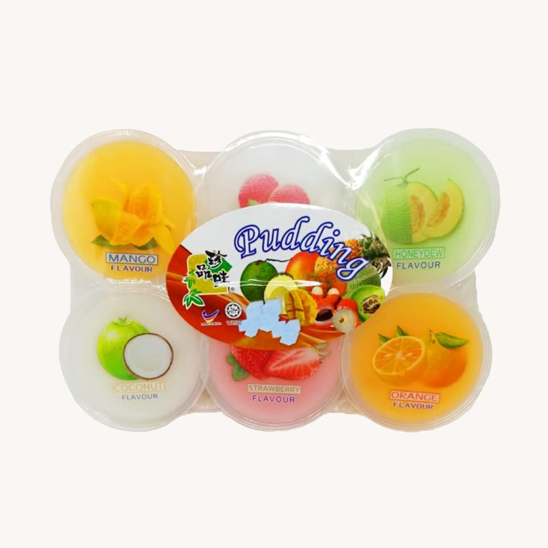 Fruit Pudding - Assorted Popping Cups - Mixed Pudding Flavours (Mango, Lychee, Orange, Coconut, Strawberry, Honey Melon) - Asian Jellies for Kids