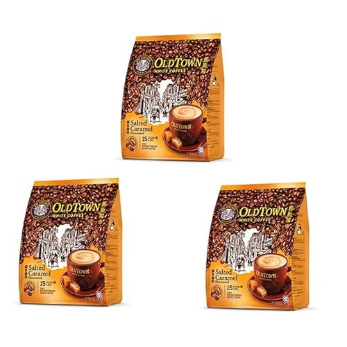 OLD TOWN Salted Caramel Flavor Coffee, 18.52 Ounce, 35g * 15 Sticks (2 Pack | 3 Pack | 4 Pack) (3 Pack, Salted Caramel Flavor)
