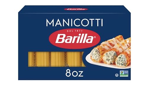 Barilla Manicotti Pasta, 8 oz. Box - Non-GMO Pasta Made with Durum Wheat Semolina - Kosher Certified Pasta