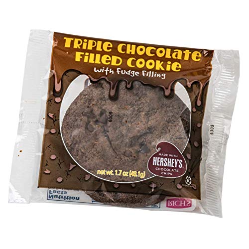 Rich's Triple Chocolate Filled Cookie with Fudge Filling and Hershey's Chocolate Chips, Individually Wrapped Cookies, Desserts, 12 Pack