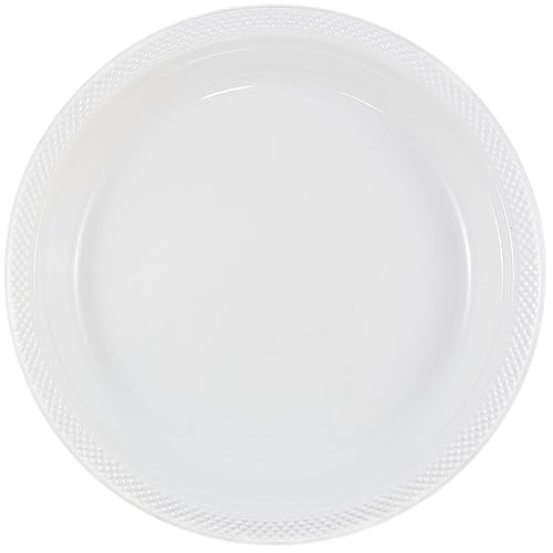JAM PAPER Round Plastic Party Plates - Small - 7 inch - White - 200/Box