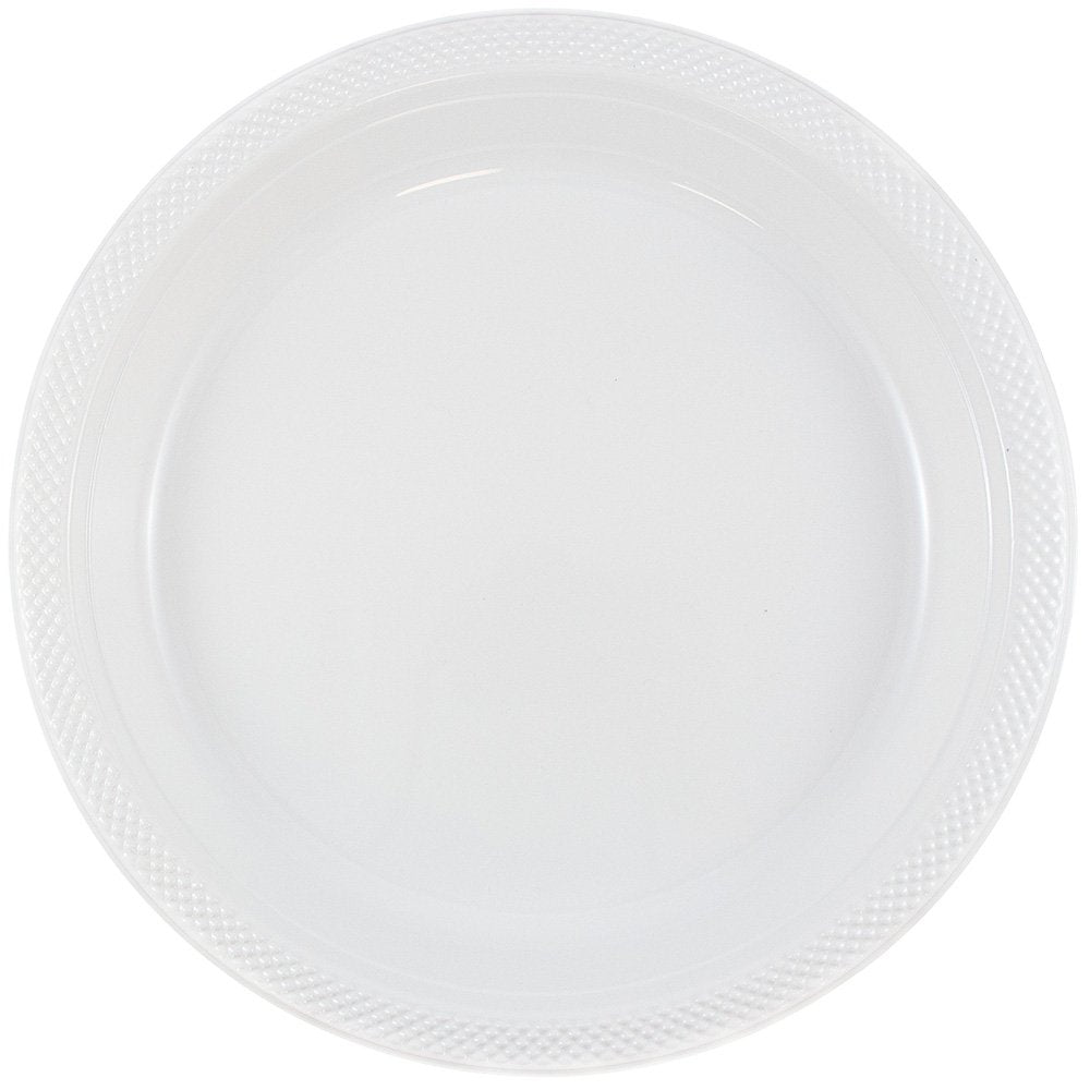 JAM PAPER Round Plastic Party Plates - Small - 7 inch - White - 200/Box