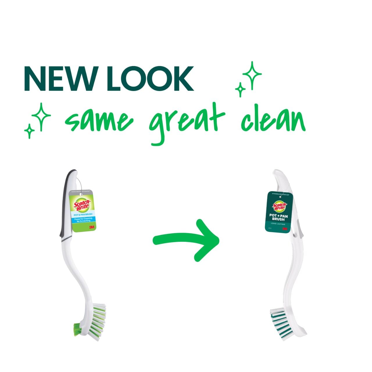 Scotch-Brite Pot + Pan Brush, Durable and Long Lasting Dish Brush with Handle for Scrubbing Stainless Steel, Outdoor Furniture, and Sinks without