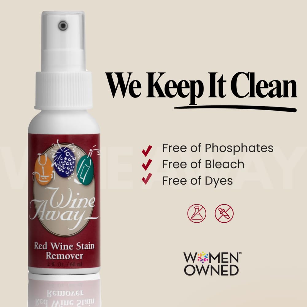Wine Away Red Wine Stain Remover - Perfect Fabric Upholstery and Carpet Cleaner Spray Solution - Removes Wine Spots - Spray and Wash Laundry to Vanish