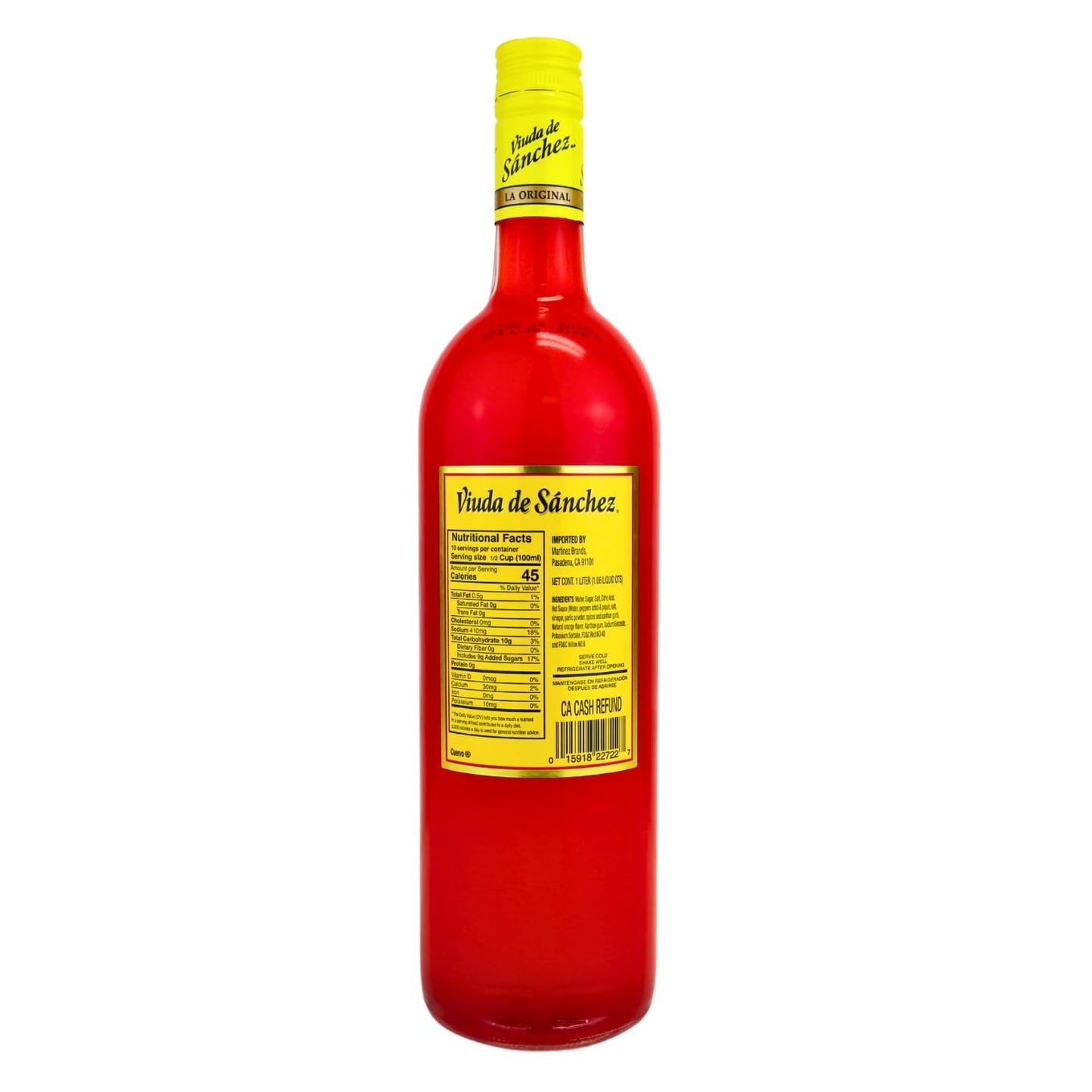 Viuda de Sanchez Sangrita, 1 Liter Bottle - Authentic Mexican Chaser with Citrus, Chili & Spice - Classic Sangrita for Cocktails, Mezcal & Culinary