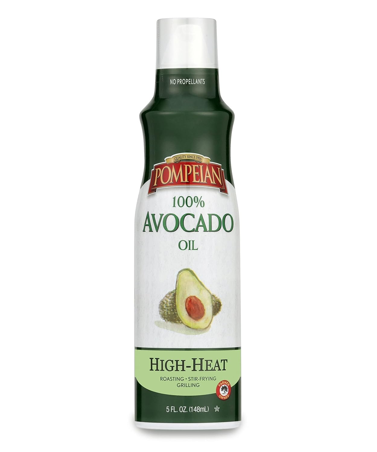 Pompeian 100% Avocado Oil Cooking Spray - 5 Fl Oz - No Propellants - High Heat Olive Oil for Cooking - Mild Nutty Flavor for Stir Fry, Roasting & Grilling