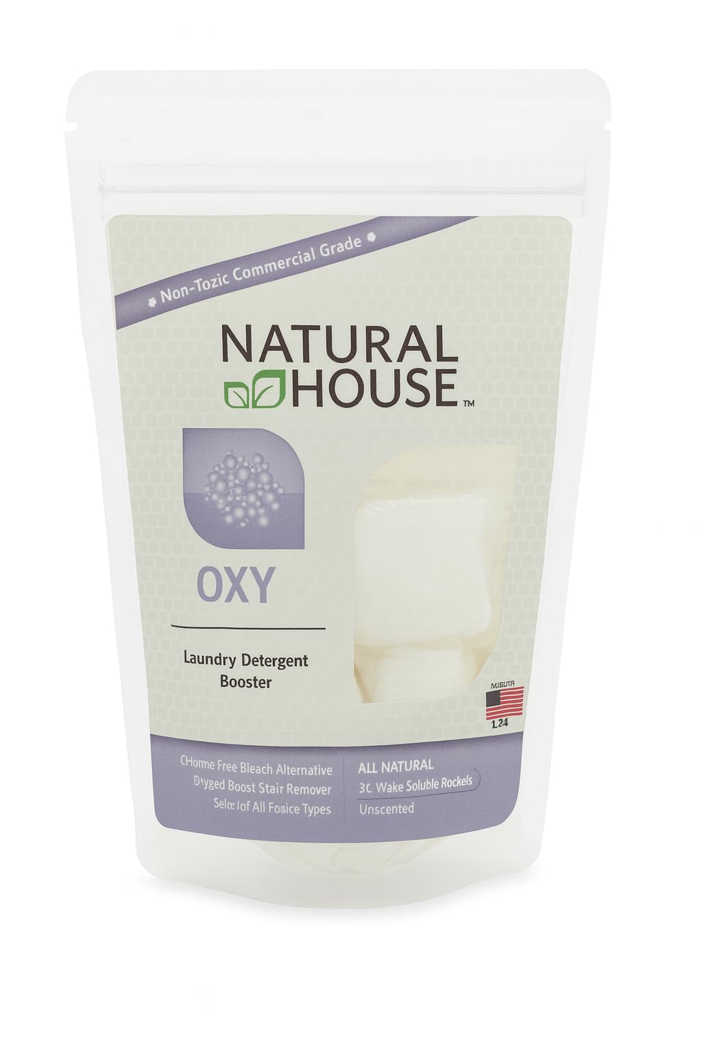 Natural House Oxy Boost - Plant-Based Oxygen Whitener & Stain Remover Pods - Color Safe - Fragrance Free - 4 Count Trial Pack