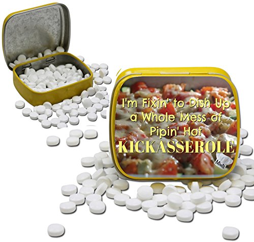 Pipin' Hot Kickasserole Mints Wintergreen Breath Mints Funny Gag for Women Kick ass Stocking Stuffers Gags for Stockings Weird kitchen Gags White