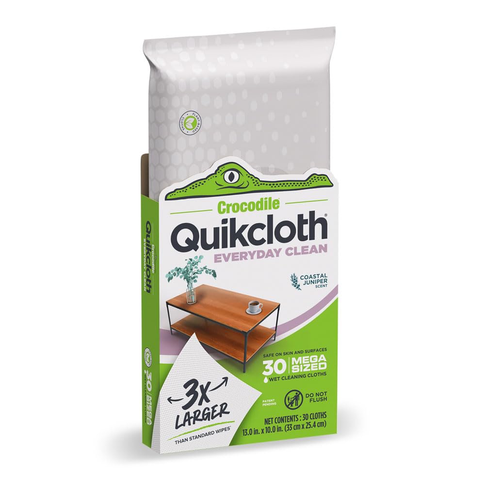 Quikcloth® Everyday Clean - Plant-Based, Gentle, Plastic-Free Cleaning Wipes for Home & Kitchen - Safe on Hands and Surfaces