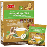 Pocas Honey Ginger Instant Tea Powder, Soursop Flavor, Real Ginger Extract & Sweetener, Caffeine-Free Tea, 20 Packets
