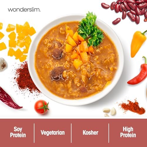 WonderSlim Protein Meal, Zesty Vegetable Chili w/Beans, 12g Protein, 4g Fiber, Gluten Free (7ct)