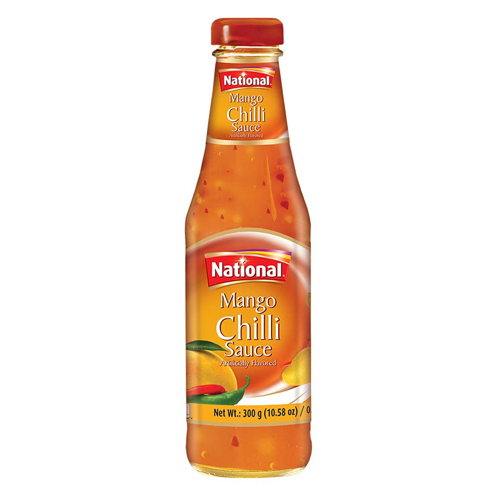 National Foods Mango Chilli Sauce 10.58 oz (300g) | Traditional & Spicy | Sweet & Tangy | Condiment for Dipping & Topping | Premium Glass Bottle