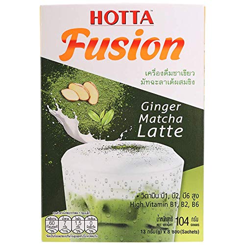Hotta Fusion, Instant Matcha Green Tea with Ginger Latte Drink 13g X 8 Sachet