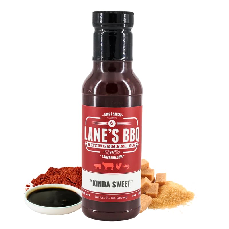 Lane's Kinda Sweet BBQ Sauce, All-Natural Chicken Marinade Barbecue Sauce, Perfect for Beef, Pork, Marinated Chicken Wing Sauce, Made in USA, 13.5 Oz