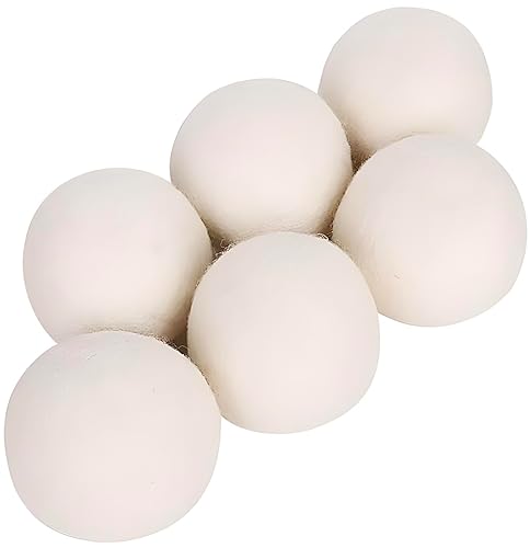 6 Pack Felt Dryer Balls - Wool Dryer Balls for Reducing Drying Time, Eliminating Static & Wrinkles, Removing Lint, Pet Hair, Odors - Reusable Cat Toy