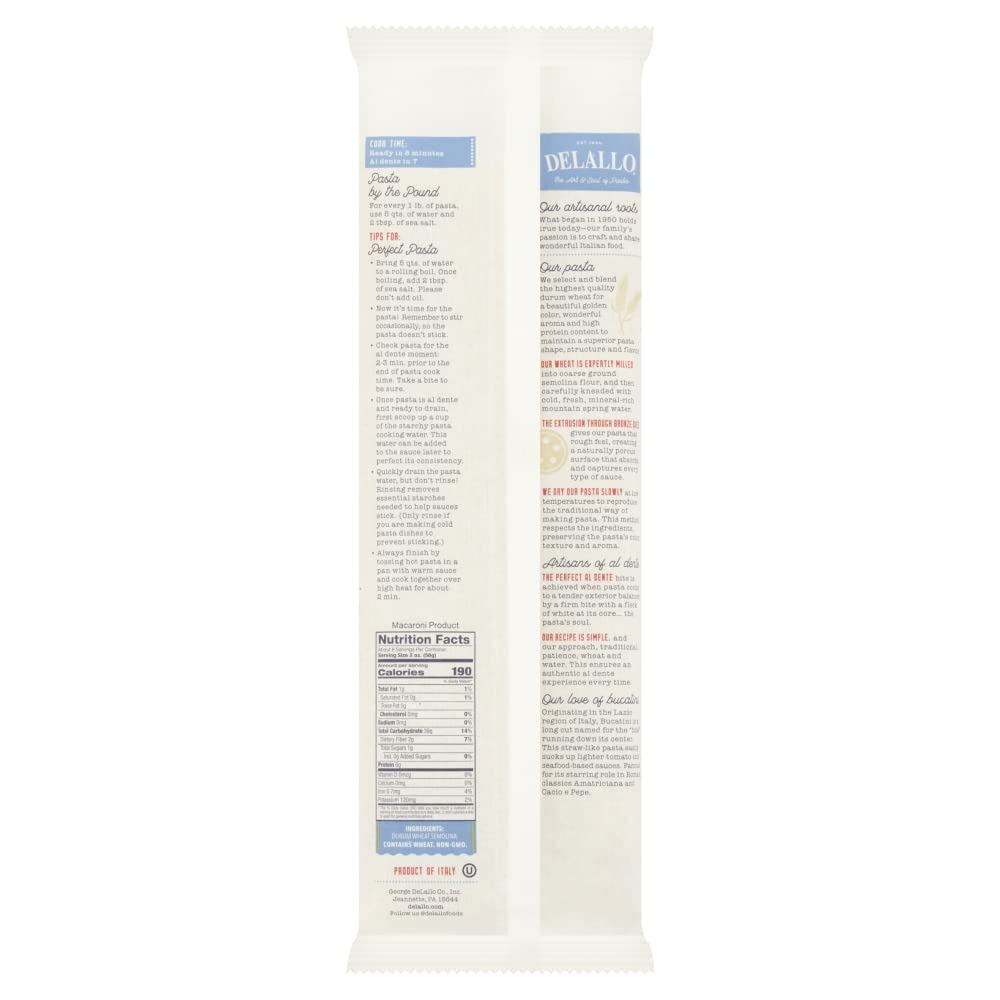 DeLallo Bucatini Pasta 1 lb - 16 per case