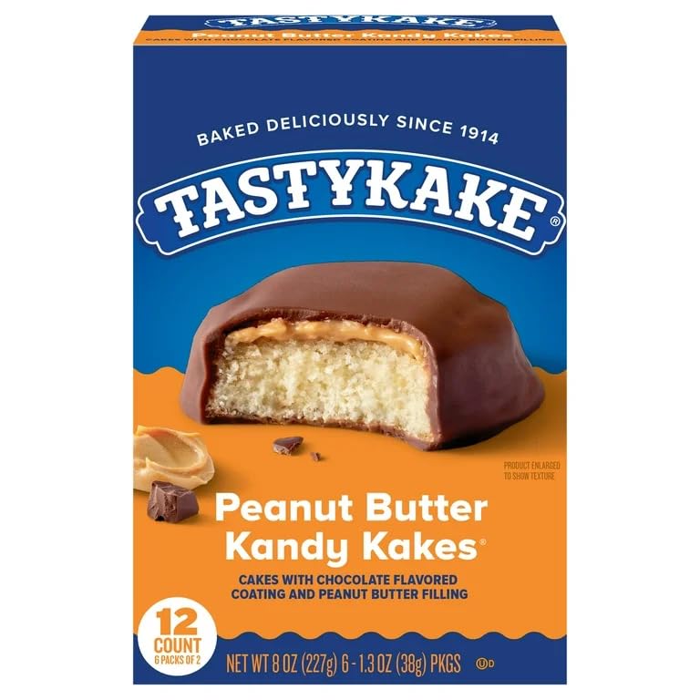 Tastykake Peanut Butter Kandy Kakes Chocolate & Peanut Butter Snack Cakes 12 Count - 2 Boxes