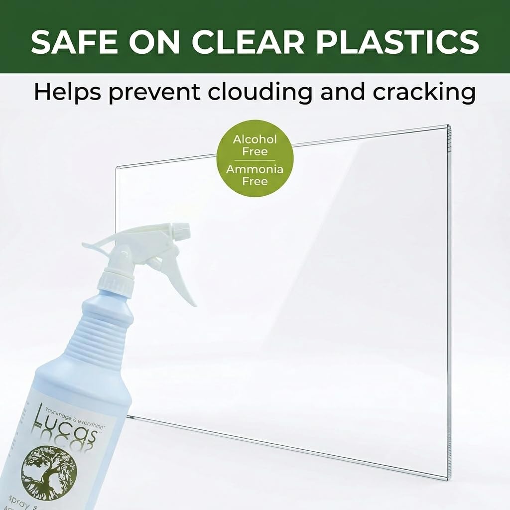 Acrylic & Plastic Cleaner Spray for Non-Porous Surfaces & Tanning Beds, Ready to Use Streak-Free Cleaner for Plexiglass, Glass, Mirrors, Chrome