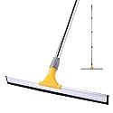 Yocada Rubber Floor Squeegee 17.7" TPR Blade Scrubber Broom 61.8inch Pole Household Broom for Garage Courtyard Shower Bathroom Floor Marble Glass Tile