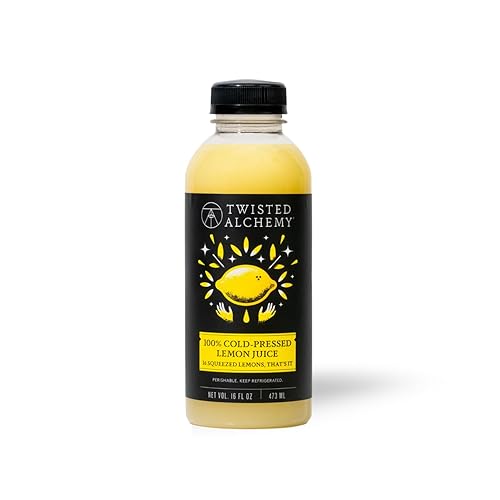 Twisted Alchemy Cold Pressed Eureka Lemon Juice - Hand Squeezed, All Natural, Non-GMO, No Sugar Added, Preservative Free - 16 oz Bottle for Craft