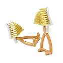 NentMent 2 Pack Kitchen Cast Iron Brush with Stiff Bristles Portable Small Skillet Scrubber Triangular Dish Brush Crevice Cleaning Brush Kitchen