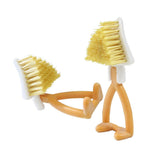 NentMent 2 Pack Kitchen Cast Iron Brush with Stiff Bristles Portable Small Skillet Scrubber Triangular Dish Brush Crevice Cleaning Brush Kitchen