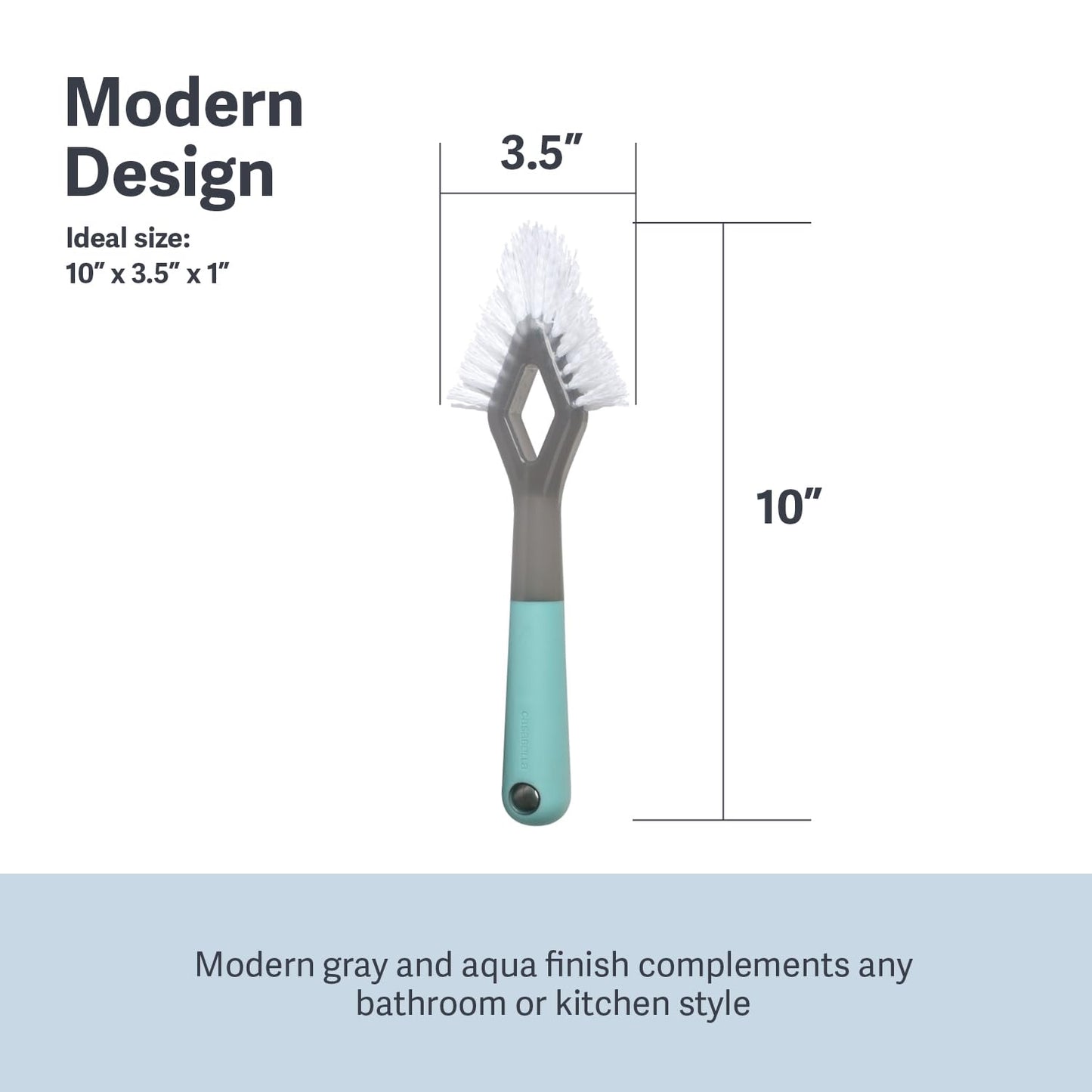 Casabella Smart Scrub Heavy-Duty Tile and Grout Brush for Tile Joints, Grout Cleaner Brush with Nonslip Handle, Gray/Aqua