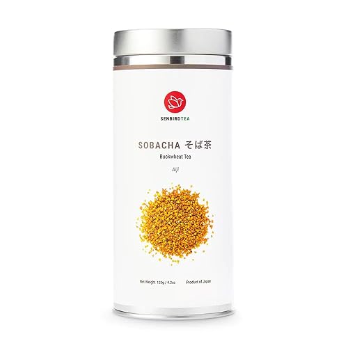 Senbird Premium Sobacha - Japanese Soba Buckwheat Tea - From Hokkaido - Loose Leaf in Airtight Tea Tin (4.2oz/120g)