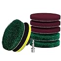 SCRUBIT Drill Brush Power Scouring Pads - Heavy Duty Tub and Tile Cleaner - Drill Scrubber Brush kit Includes Drill Attachment, 3 Red, 3 Stiff Green