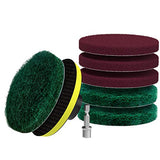 SCRUBIT Drill Brush Power Scouring Pads - Heavy Duty Tub and Tile Cleaner - Drill Scrubber Brush kit Includes Drill Attachment, 3 Red, 3 Stiff Green