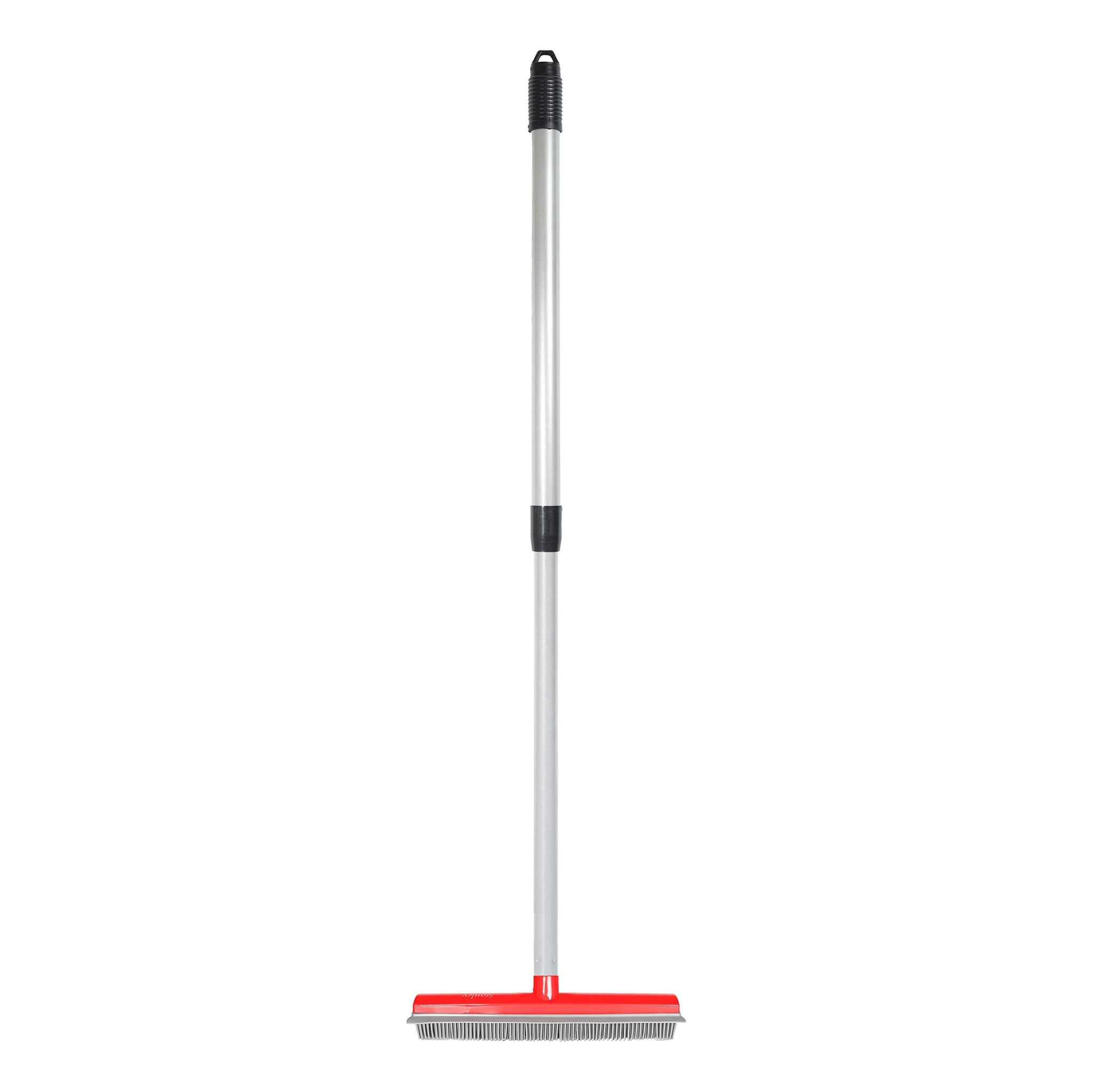 Stanley Home Products Rubber Broom with Adjustable Handle - for Carpets Floors Stairs Upholstery - Electrostatic Action Removes Pet Hair Lint Fuzz