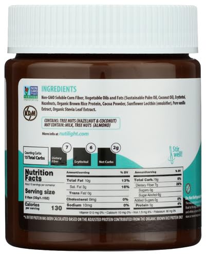 Nutilight Sugar Free Protein + Hazelnut Spread with Cocoa, Keto and Diabetic friendly, Non-GMO, Gluten and Soy Free, 11 Ounces (Pack of 1)