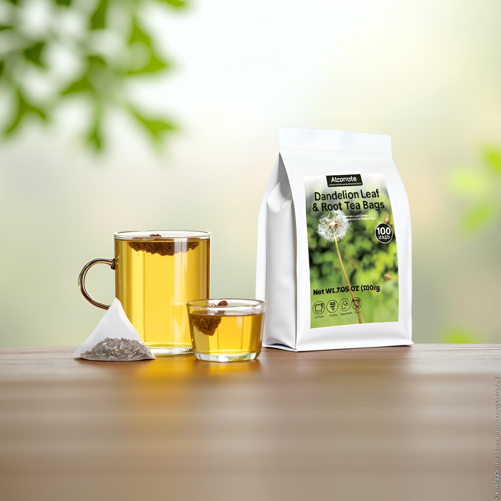 100 Count Pure Dandelion Leaf & Root Tea Bags -Liver Detox Herbal Tea,Caffeine-Free, No Additives, Roasted Dandelion Tea with an Earthy & Refreshing