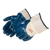 Liberty Safety 9360SP/S Nitrile Heavyweight Palm Coated Glove with 2-1/2" Plasticized Safety Cuff, Chemical Resistant, Small, Blue (Pack of 12)
